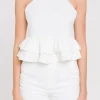 ENDLESS ROSE Tops*- Crepe Crop Top WHITE