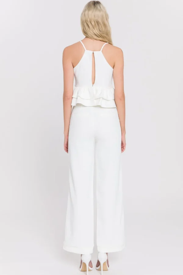 ENDLESS ROSE Tops*- Crepe Crop Top WHITE