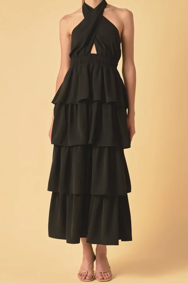 ENDLESS ROSE Tops*- Criss Cross Halter Maxi Dress