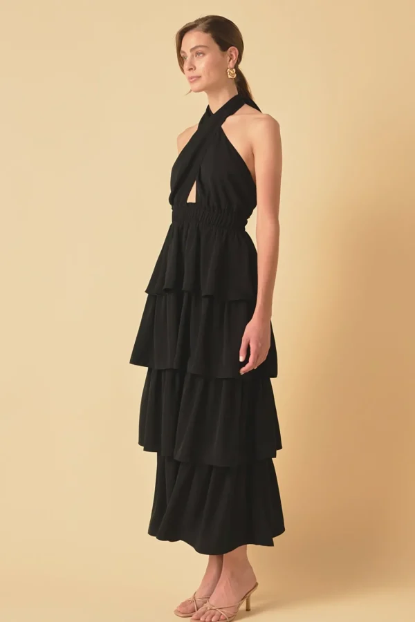 ENDLESS ROSE Tops*- Criss Cross Halter Maxi Dress