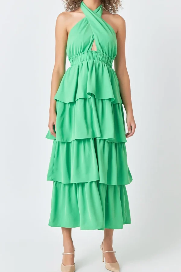 ENDLESS ROSE Tops*- Criss Cross Halter Maxi Dress