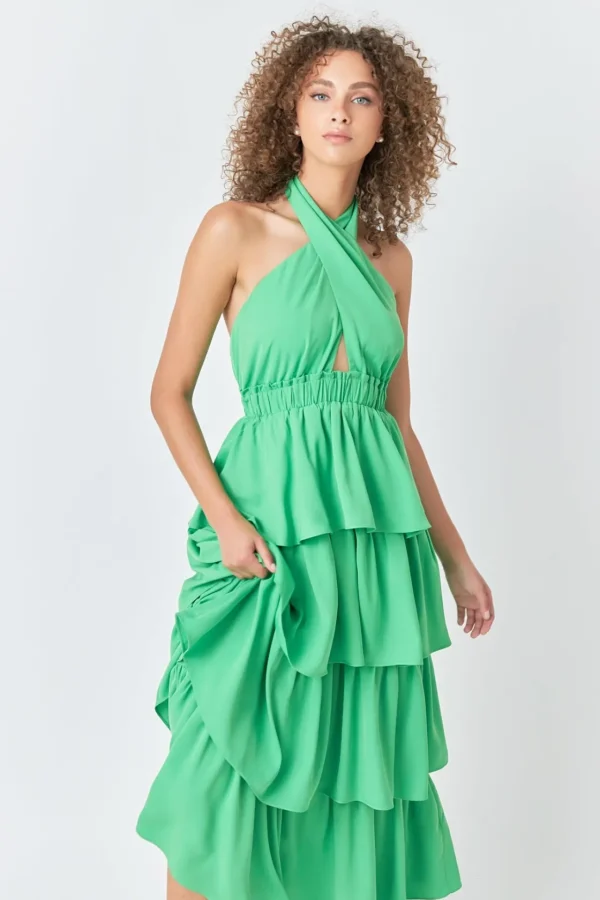 ENDLESS ROSE Tops*- Criss Cross Halter Maxi Dress