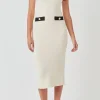 ENDLESS ROSE Sweaters & Knits | Tops*- Crochet Knit Collared Maxi Dress CREAM/BLACK