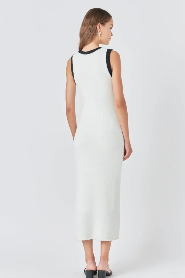 ENDLESS ROSE Tops*- Crochet Knit Maxi Dress IVORY/BLACK