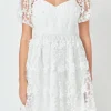 ENDLESS ROSE Lace Dresses | White Dresses*- Crochet Lace Bustier Puff Mini Dress WHITE