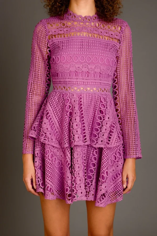 ENDLESS ROSE Lace Dresses | Tops*- Crochet Lace Mini Dress ORCHID