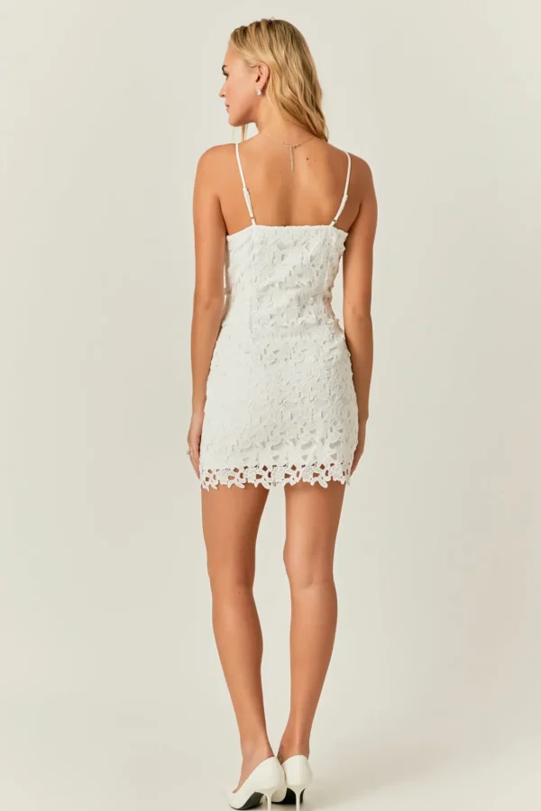 ENDLESS ROSE Lace Dresses | White Dresses*- Crochet Lace Bodycon Mini Dress WHITE