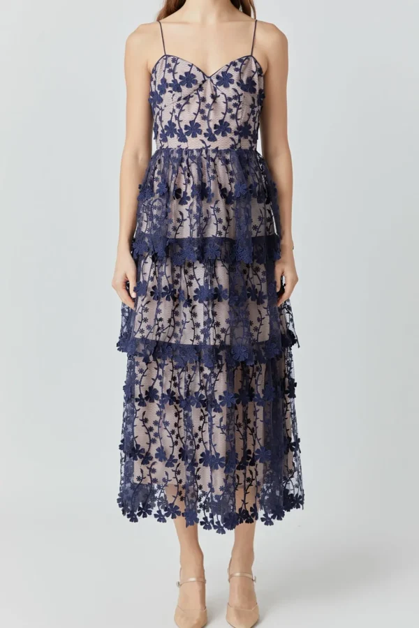 ENDLESS ROSE Floral Dresses | Tops*- Crochet Layered Midi Dress