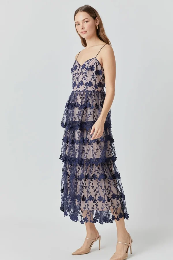 ENDLESS ROSE Floral Dresses | Tops*- Crochet Layered Midi Dress