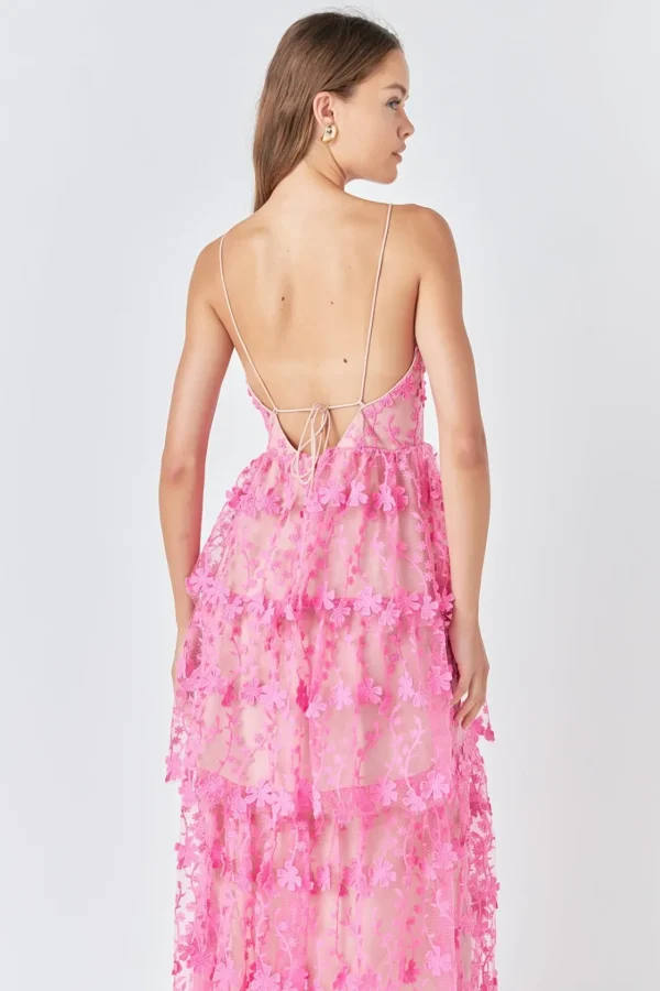 ENDLESS ROSE Floral Dresses | Tops*- Crochet Layered Midi Dress