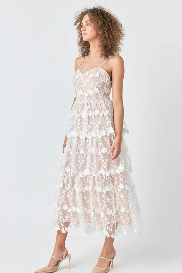 ENDLESS ROSE Floral Dresses | Tops*- Crochet Layered Midi Dress