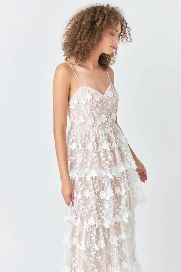 ENDLESS ROSE Floral Dresses | Tops*- Crochet Layered Midi Dress