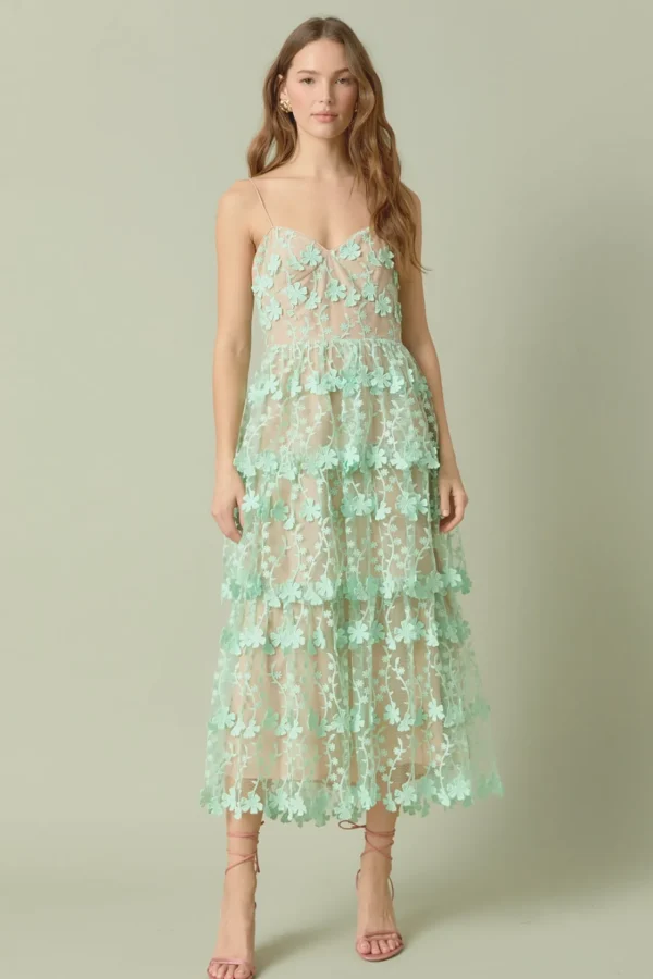 ENDLESS ROSE Floral Dresses | Tops*- Crochet Layered Midi Dress