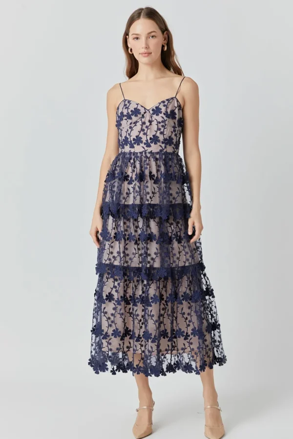 ENDLESS ROSE Floral Dresses | Tops*- Crochet Layered Midi Dress
