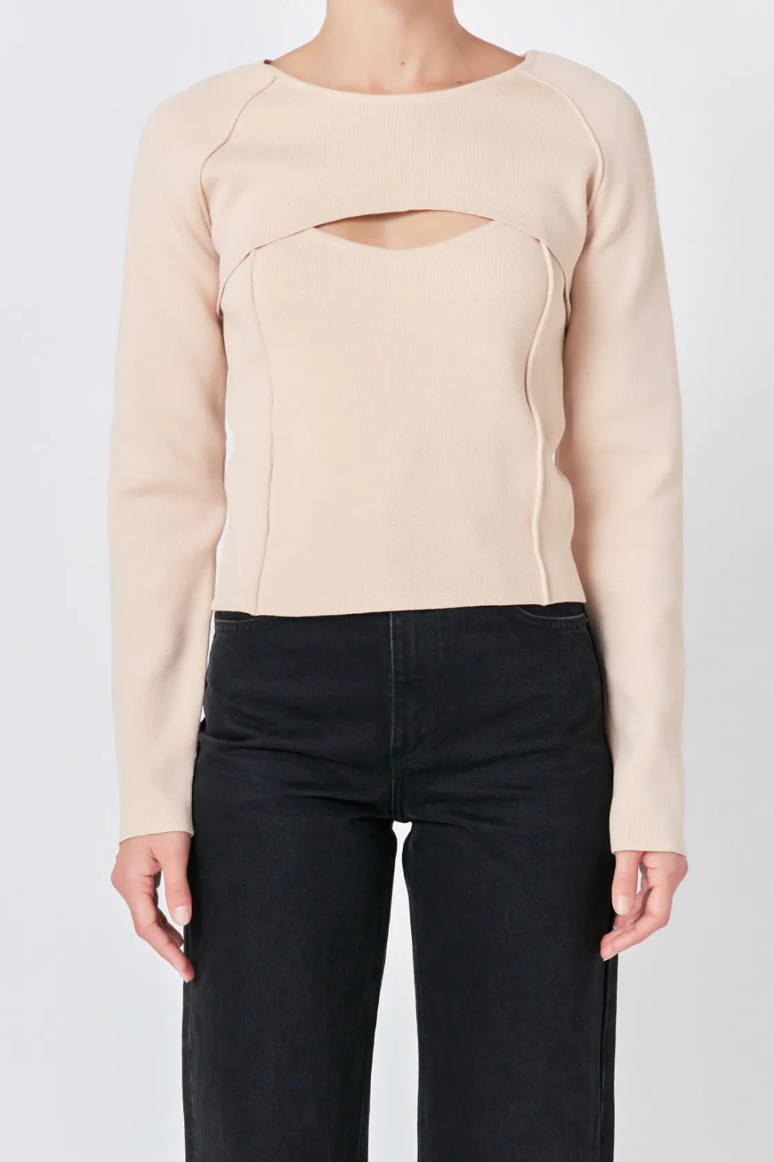 endless_rose__cropped__pi_0.webp ENDLESS ROSE Sweaters & Knits | Tops*- Cropped 2 Piece set Sweater IVORY