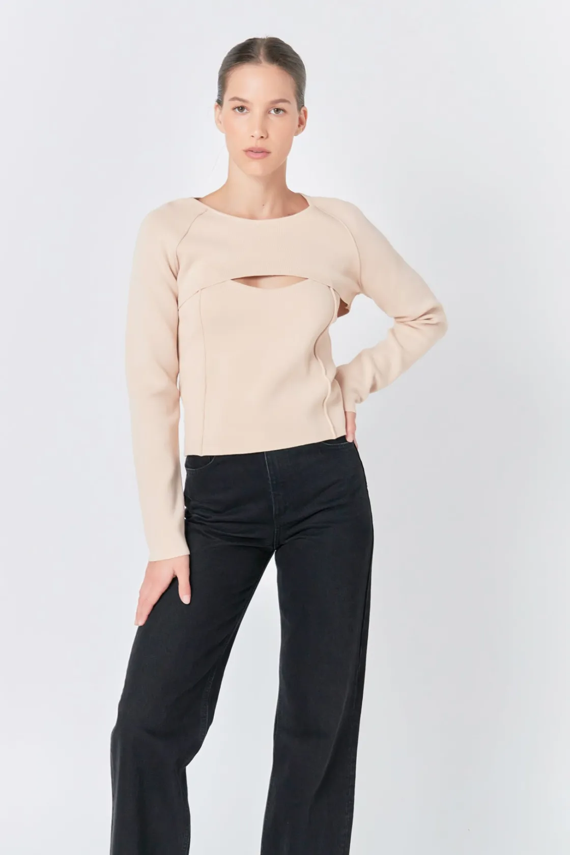 endless_rose__cropped__pi_3.webp ENDLESS ROSE Sweaters & Knits | Tops*- Cropped 2 Piece set Sweater IVORY