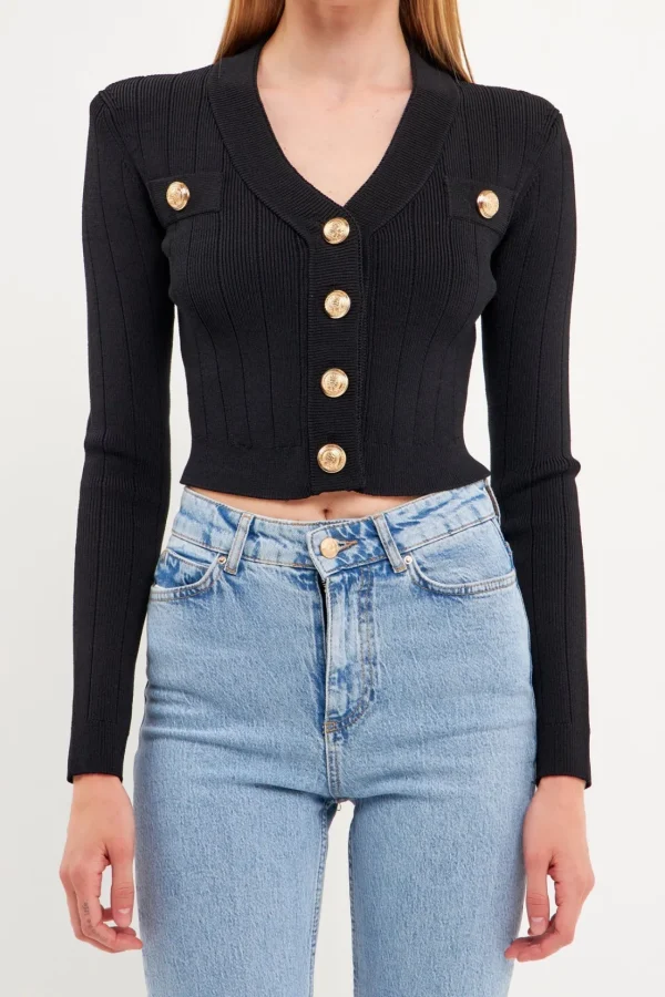 ENDLESS ROSE Sweaters & Knits | Tops*- Cropped Cardigan BLACK