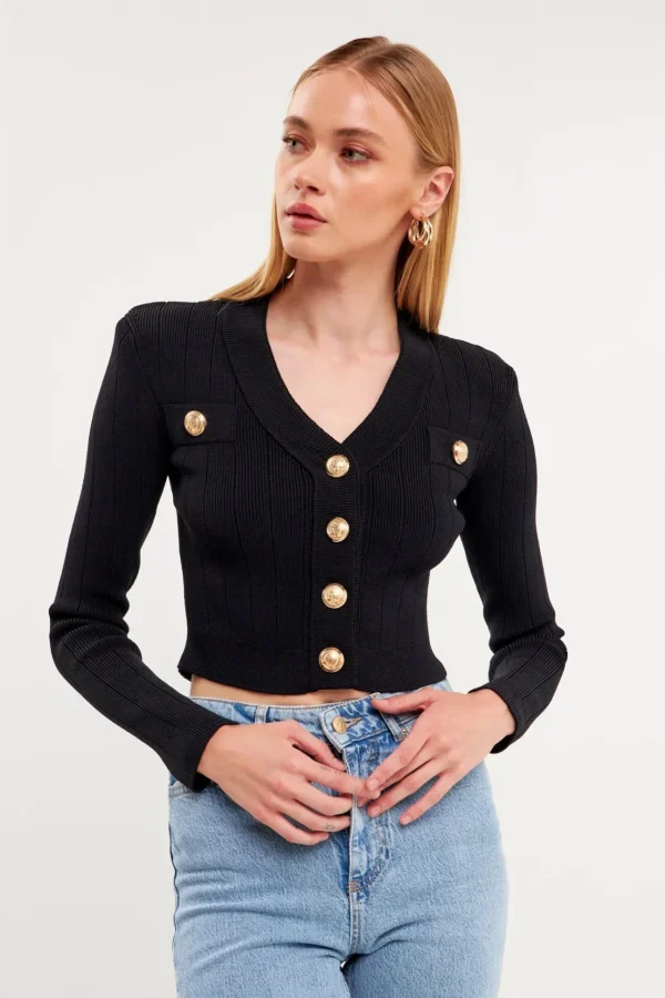 ENDLESS ROSE Sweaters & Knits | Tops*- Cropped Cardigan BLACK
