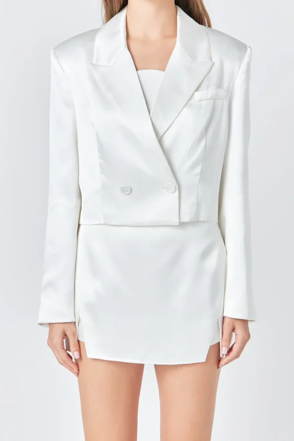ENDLESS ROSE Jackets & Coats | Blazers*- Cropped Double Breast Blazer WHITE