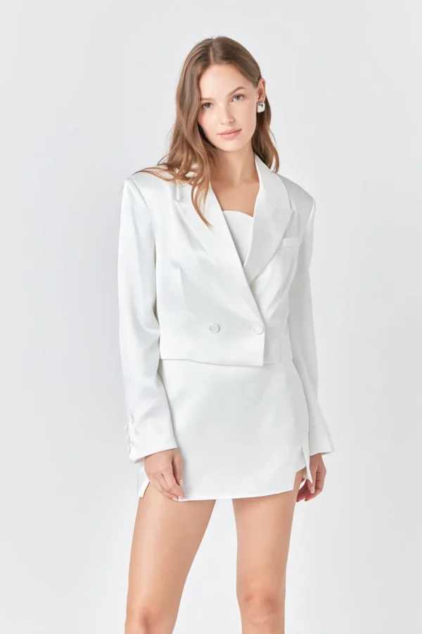 ENDLESS ROSE Jackets & Coats | Blazers*- Cropped Double Breast Blazer WHITE