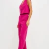ENDLESS ROSE Tops*- Cropped Linen Vest BERRY