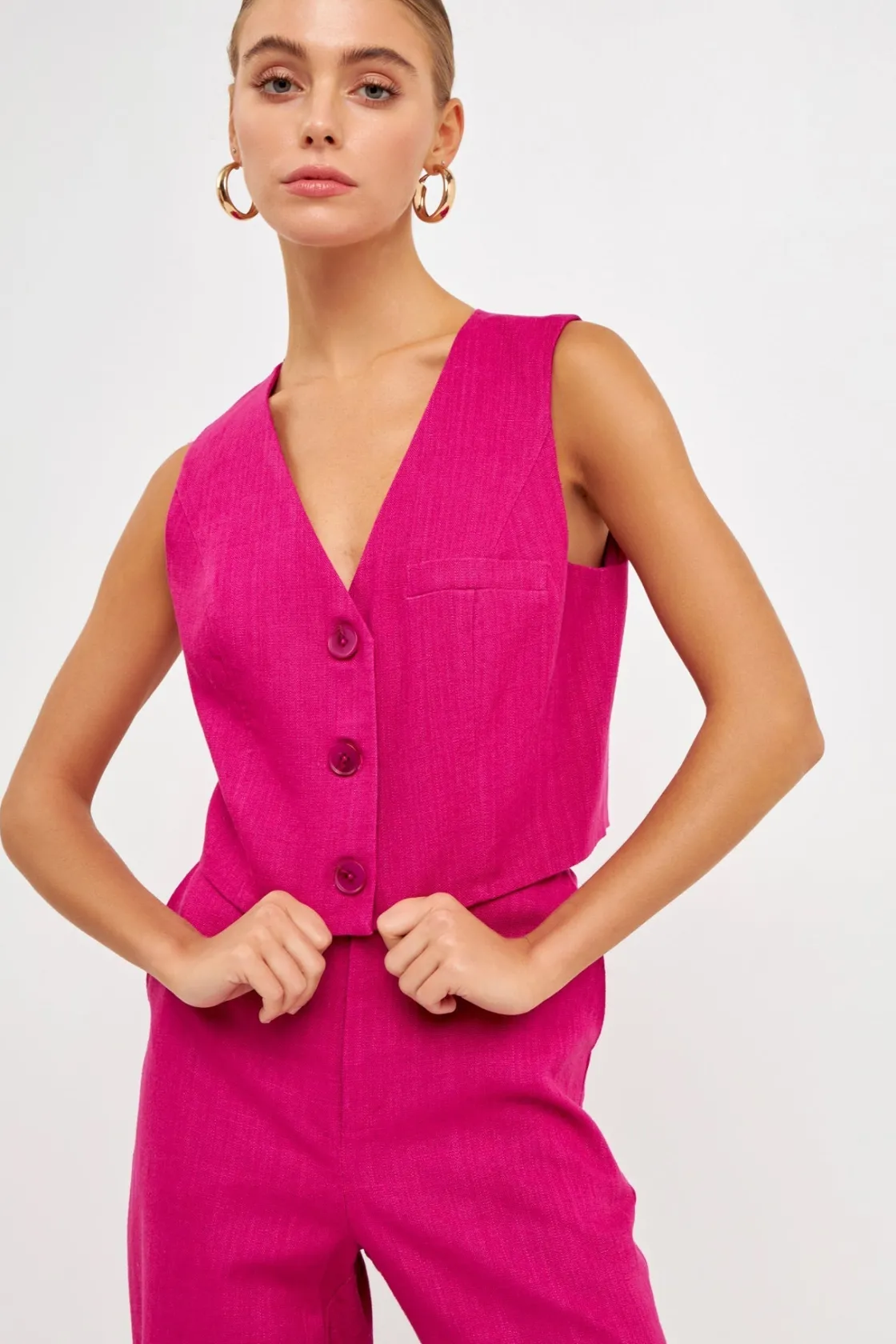 endless_rose__cropped_lin_2.webp ENDLESS ROSE Tops*- Cropped Linen Vest BERRY