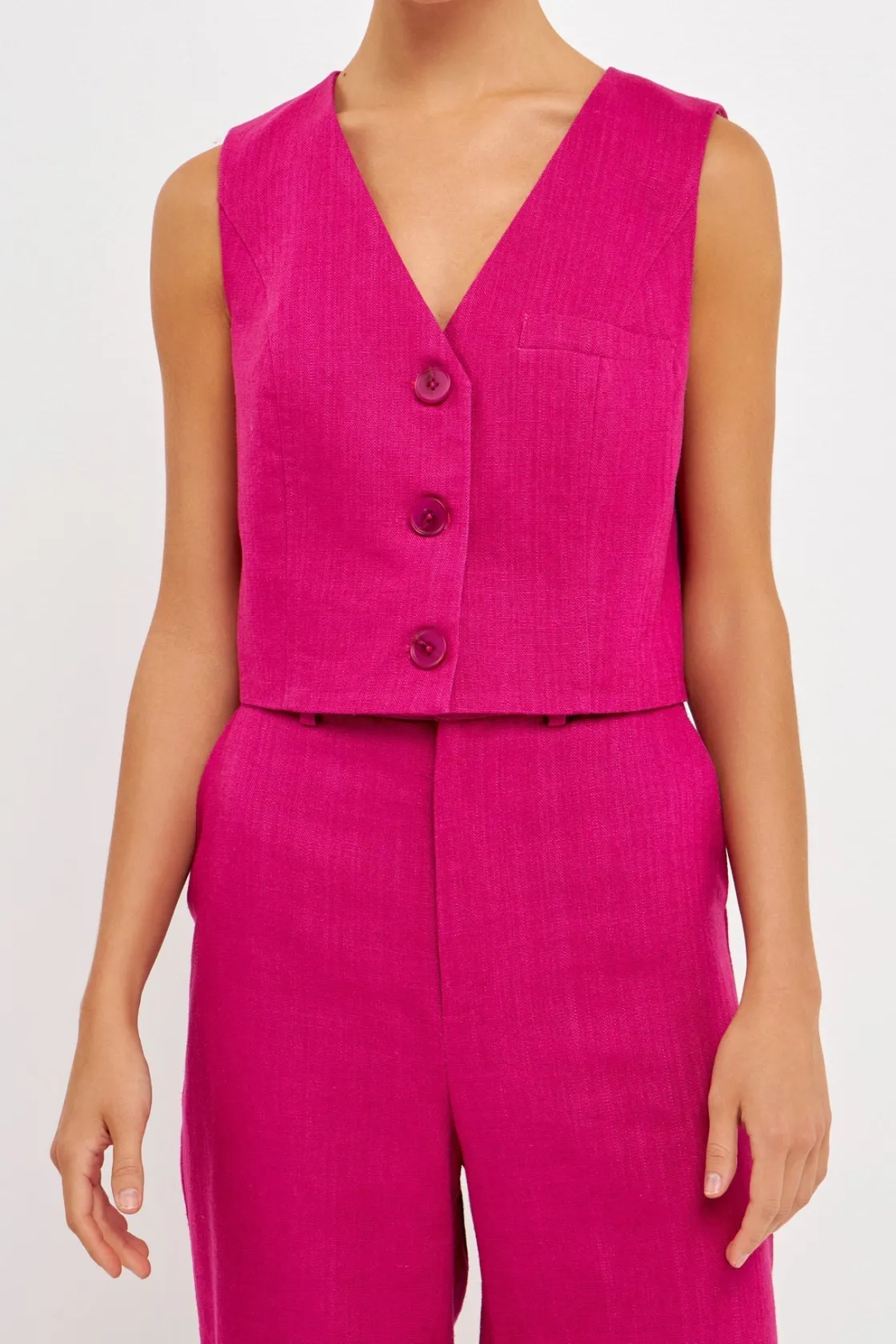 endless_rose__cropped_lin_3.webp ENDLESS ROSE Tops*- Cropped Linen Vest BERRY