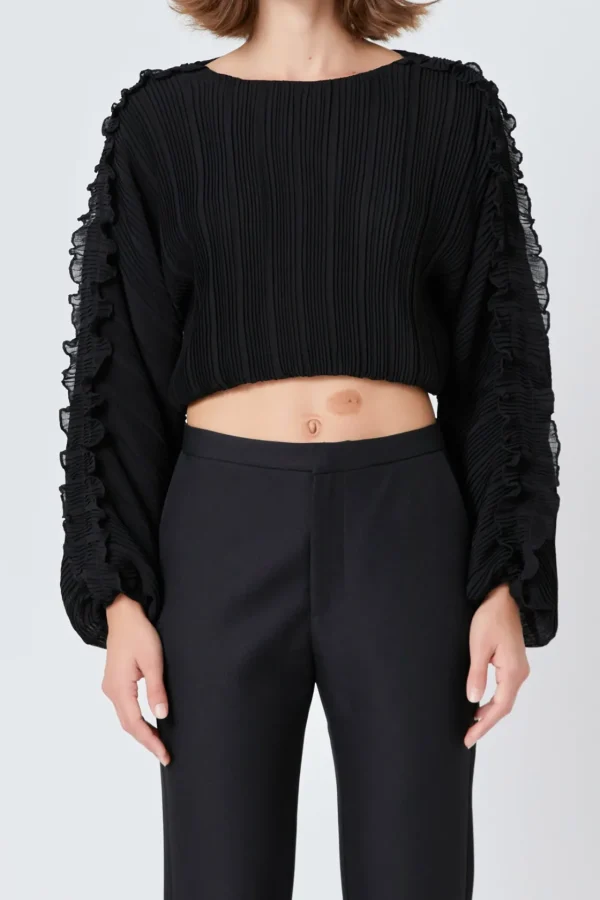 ENDLESS ROSE Shirts & Blouses | Tops*- Cropped Plisse Blouse
