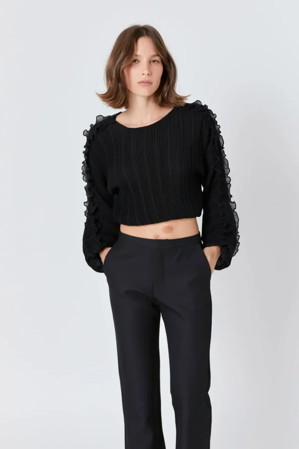 ENDLESS ROSE Shirts & Blouses | Tops*- Cropped Plisse Blouse