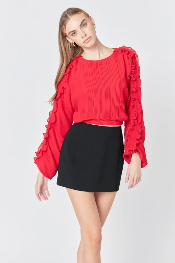 ENDLESS ROSE Shirts & Blouses | Tops*- Cropped Plisse Blouse