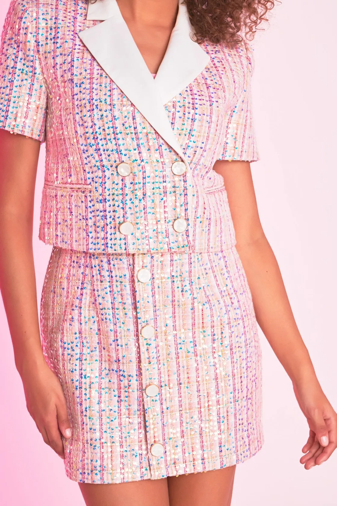 endless_rose__cropped_sho_0-1.webp ENDLESS ROSE Matching Sets | Blazers*- Cropped Short-Sleeve Blazer PINK