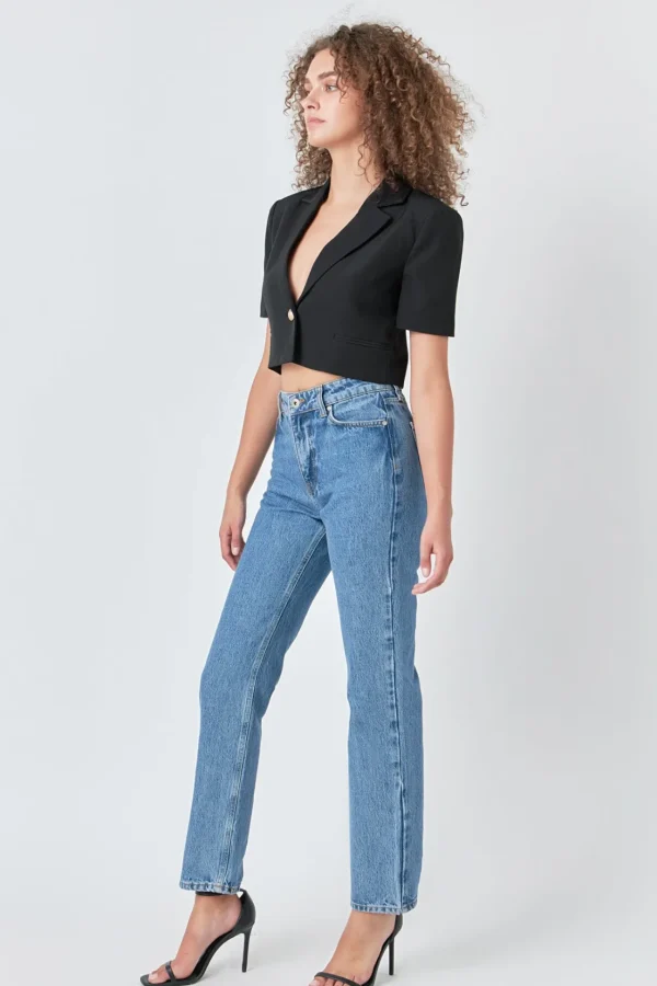 ENDLESS ROSE Blazers | Tops*- Cropped Short Sleeve Blazer