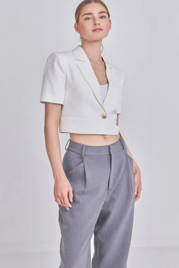 ENDLESS ROSE Blazers | Tops*- Cropped Short Sleeve Blazer