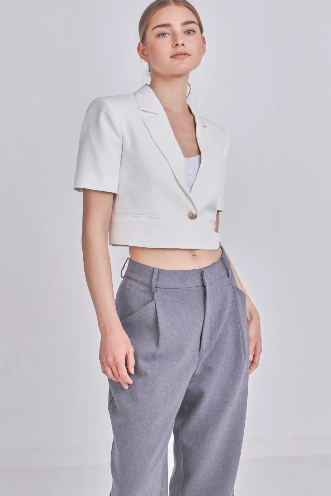 endless_rose__cropped_sho_8.webp ENDLESS ROSE Blazers | Tops*- Cropped Short Sleeve Blazer