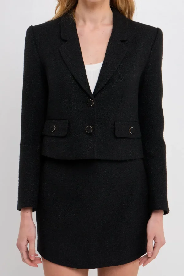 ENDLESS ROSE Blazers*- Cropped Tweed Blazer