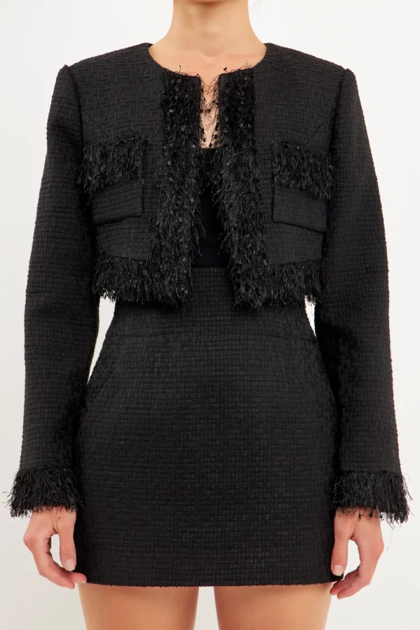 ENDLESS ROSE Matching Sets | Jackets & Coats*- Cropped Tweed Jacket