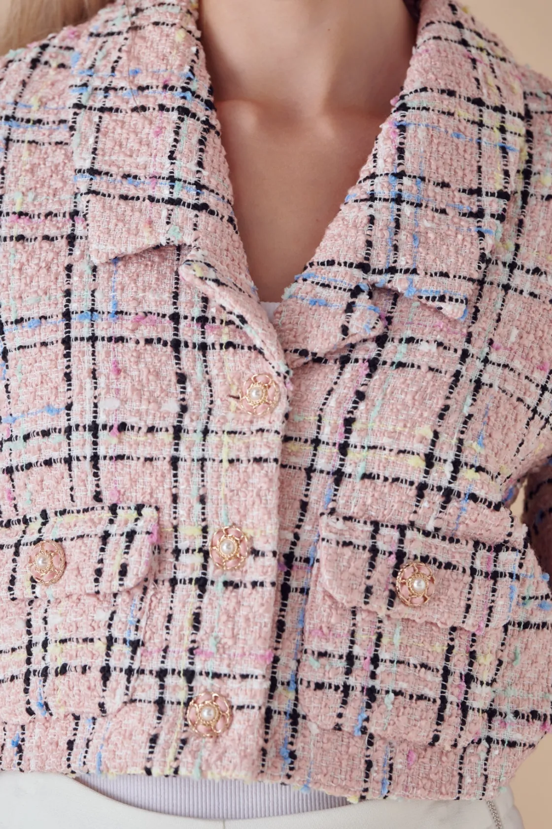 endless_rose__cropped_twe_0.webp ENDLESS ROSE Blazers | Tops*- Cropped Tweed Blazer PINK