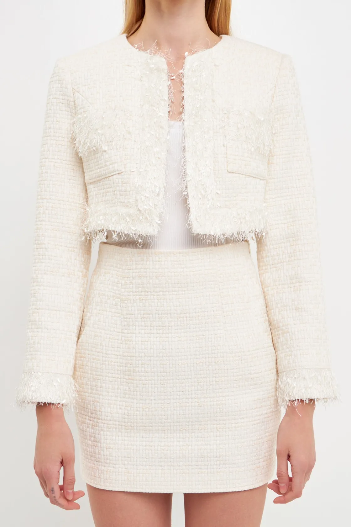 endless_rose__cropped_twe_10-2.webp ENDLESS ROSE Matching Sets | Jackets & Coats*- Cropped Tweed Jacket