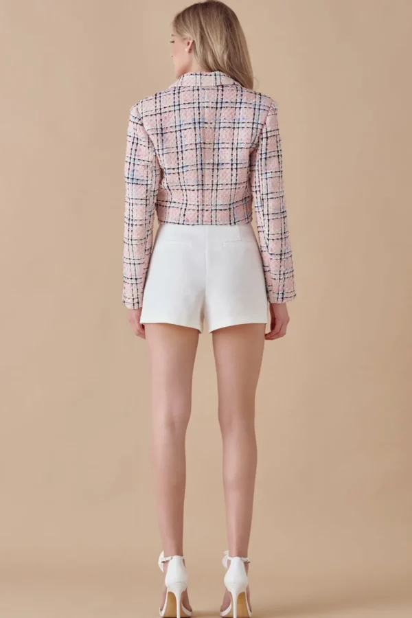 ENDLESS ROSE Blazers | Tops*- Cropped Tweed Blazer PINK