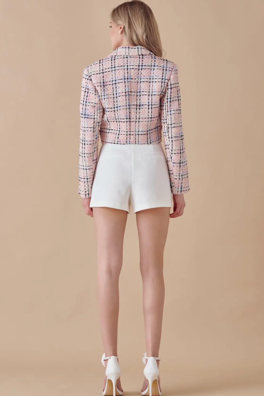 endless_rose__cropped_twe_3.webp ENDLESS ROSE Blazers | Tops*- Cropped Tweed Blazer PINK