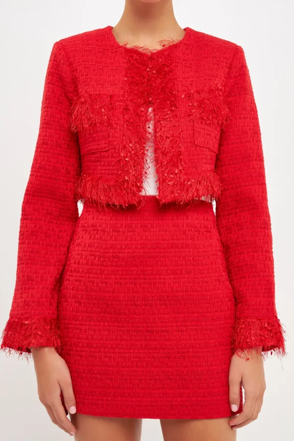 ENDLESS ROSE Matching Sets | Jackets & Coats*- Cropped Tweed Jacket