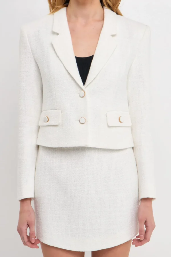 ENDLESS ROSE Blazers*- Cropped Tweed Blazer