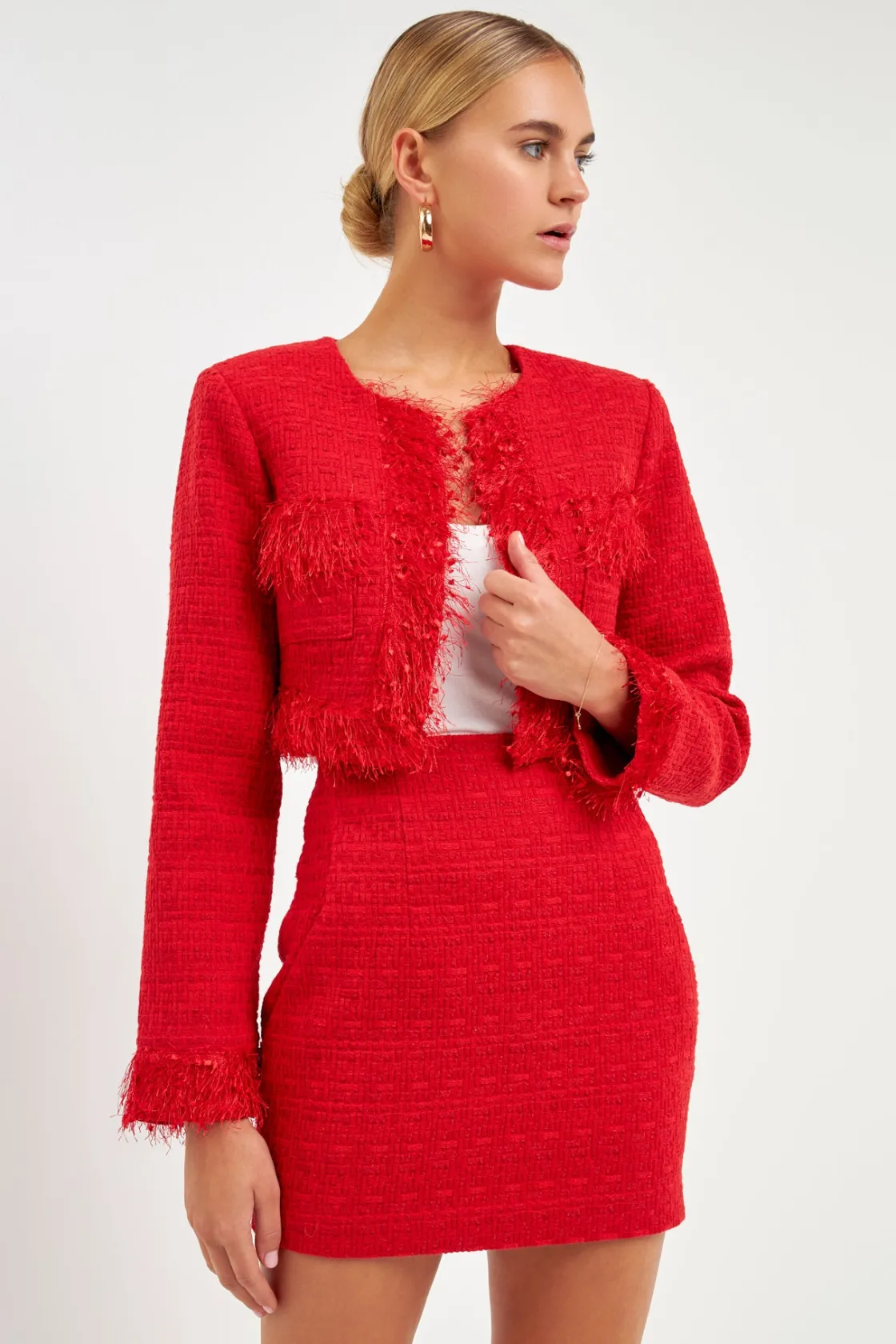 endless_rose__cropped_twe_6-2.webp ENDLESS ROSE Matching Sets | Jackets & Coats*- Cropped Tweed Jacket