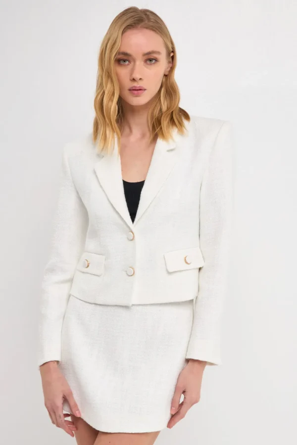 ENDLESS ROSE Blazers*- Cropped Tweed Blazer
