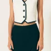ENDLESS ROSE Matching Sets | Tops*- Cropped Vest With Binding Detail WHITE