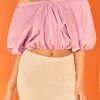 ENDLESS ROSE Tops*- Cropped V-neckline Puff Top