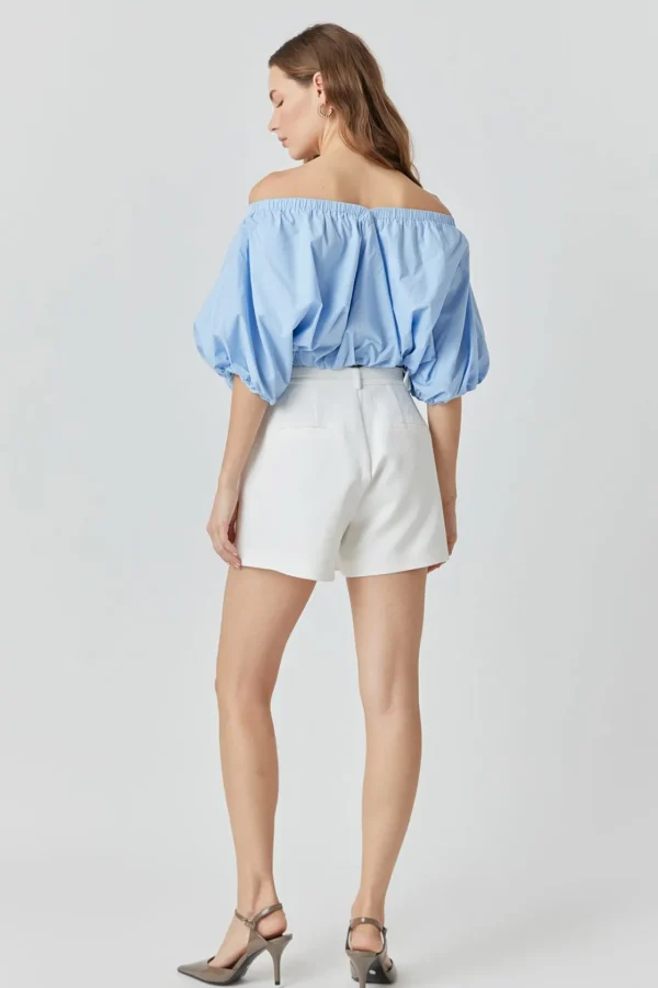 ENDLESS ROSE Tops*- Cropped V-neckline Puff Top