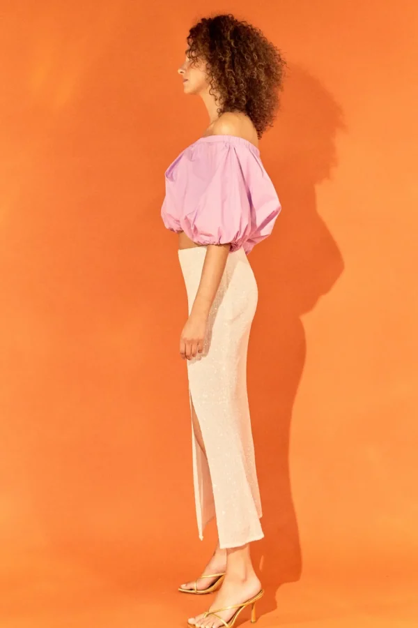 ENDLESS ROSE Tops*- Cropped V-neckline Puff Top