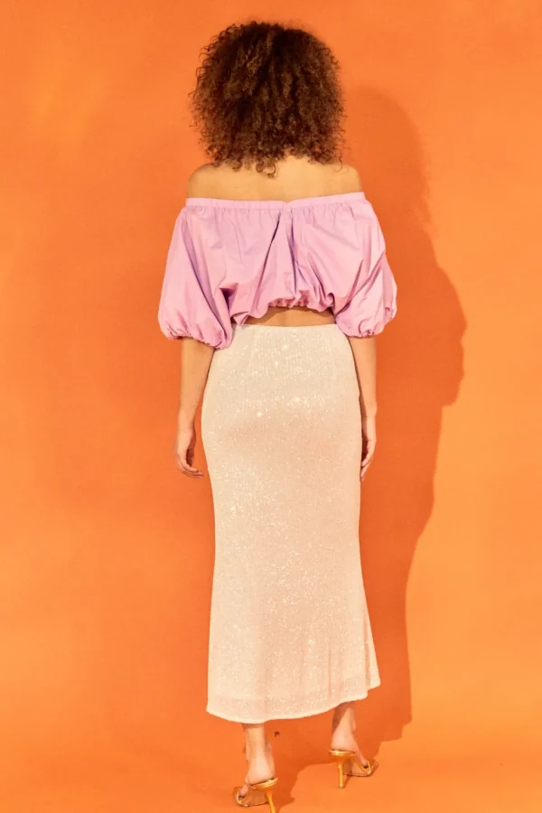 ENDLESS ROSE Tops*- Cropped V-neckline Puff Top