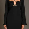 ENDLESS ROSE Little Black Dress | Tops*- Crossover Straps Fitted Mini Dress BLACK